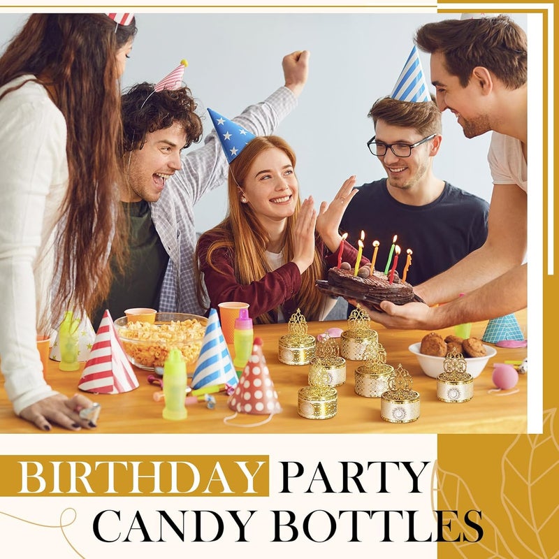 Cunhill 24 Pcs Mini Champagne Bottles Candy Jars - Gold Plastic with Lids, Candy Containers for Party Favors, Wedding Favors, Baby Shower, Bridal Shower Events - Image 4