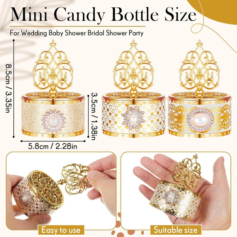Cunhill 24 Pcs Mini Champagne Bottles Candy Jars - Gold Plastic with Lids, Candy Containers for Party Favors, Wedding Favors, Baby Shower, Bridal Shower Events - Image 2