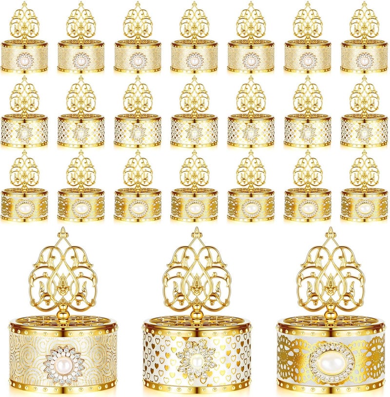Cunhill 24 Pcs Mini Champagne Bottles Candy Jars - Gold Plastic with Lids, Candy Containers for Party Favors, Wedding Favors, Baby Shower, Bridal Shower Events - Image 1