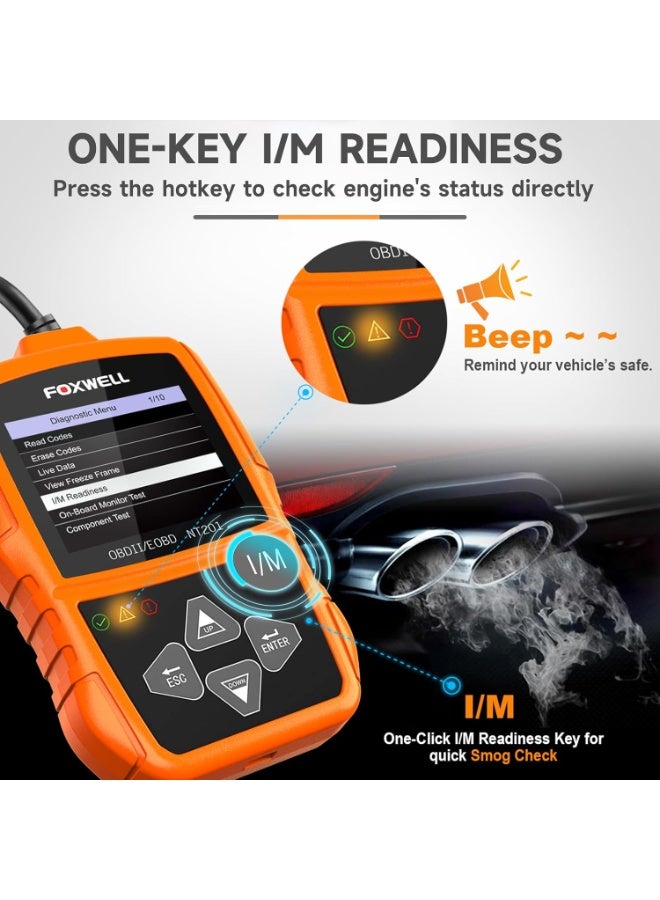 FOXWELL NT201 OBD2 Scanner Code Reader for Cars and Trucks Check Engine Light, Read and Clear Fault Codes, Live Data Diagnostic Tool for All Cars After 1996 - Image 3