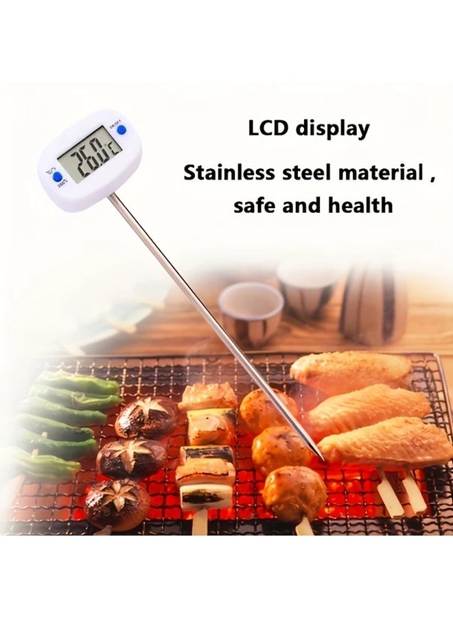 White Digital Kitchen Thermometer High Precision Food Probe for Meat Water Milk Oven BBQ Cooking - Image 1