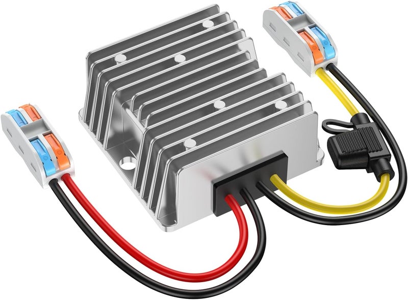 Cocar Voltage Converter 24V to 12V, Step Down 24V 12V 15A 180W with Fuse Waterproof and Quick Connector Cable Connector, Voltage Converter 24 to 12 for Golf Cart Light Truck. DC15-40V Wide Input - Image 1
