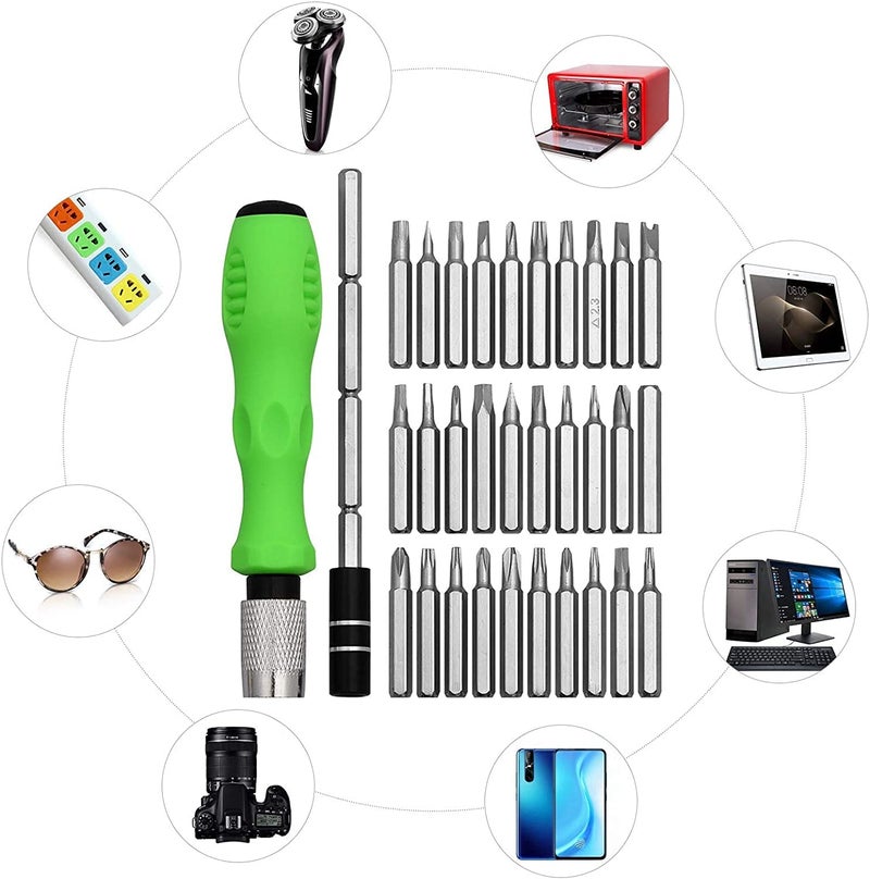 QUALIZA 2 In 1 Mini Screwdriver Bits Set with Magnetic Flexible Extension Rod for Home Appliance Laptop Mobile Computer Repairing Preparations Green - Image 3