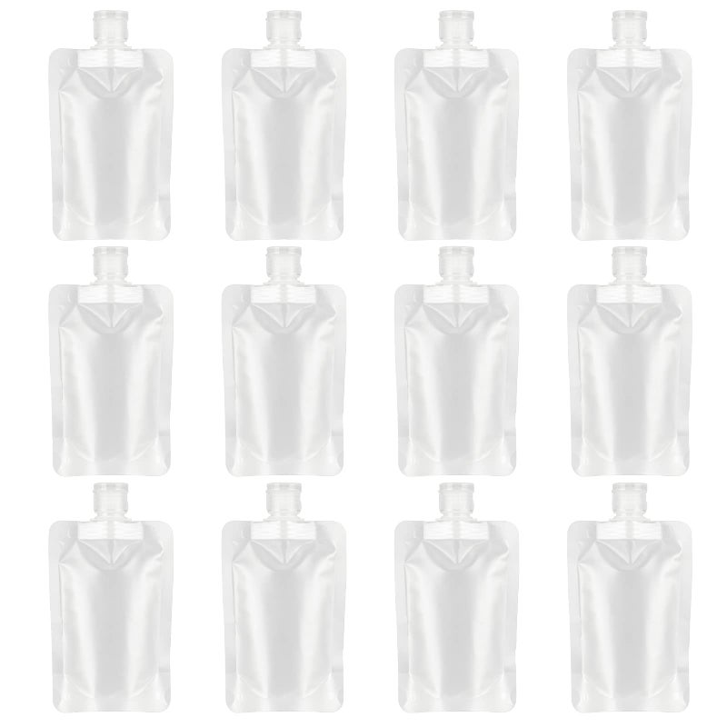 YASUOA 12 Pieces 100ml Leakproof Travel Pouches for toiletries Bulk Travel Size Refillable Squeeze Pouches Containers TSA Approved Empty Stand Up Pouch for Lotion Shampoo Liquids 3.4oz - Image 1