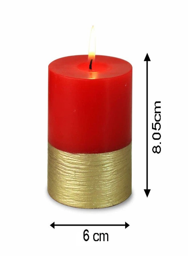 Luces Set of 2 Designer Red Golden Pillar Candle Best Scented Candles for Home Decor Bedroom Living Room Birthday Decoration Dinner Table Valentine Gifting Church Diwali - Image 5