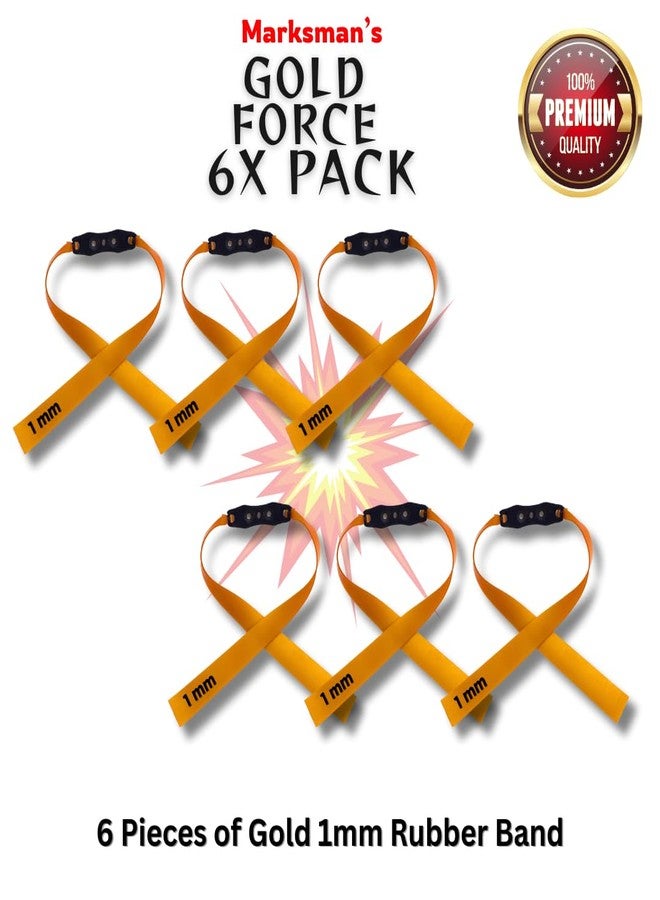Marksman طقم MARKSMAN® من 6 أربطة مطاطية ذهبية للبندقية الهوائية لعشاق الرياضة وممارسة الرماية | أربطة قذف مطاطية طبيعية | أربطة بديلة للبندقية الهوائية - Image 2