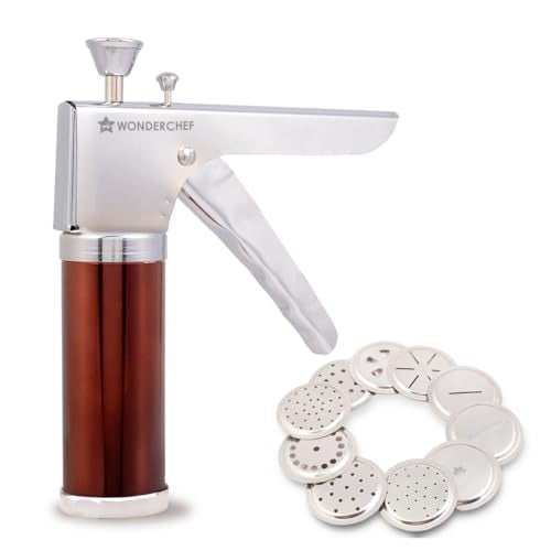 Wonderchef Snacks Maker with 12 Different jalis, Stainless Steel Plates for Making Sev, Bhujiya, Papdi, Gathiya, Murukku, Chakli, Kitchen Tool for Making Namkeen Snacks, Farsan Maker - Image 1