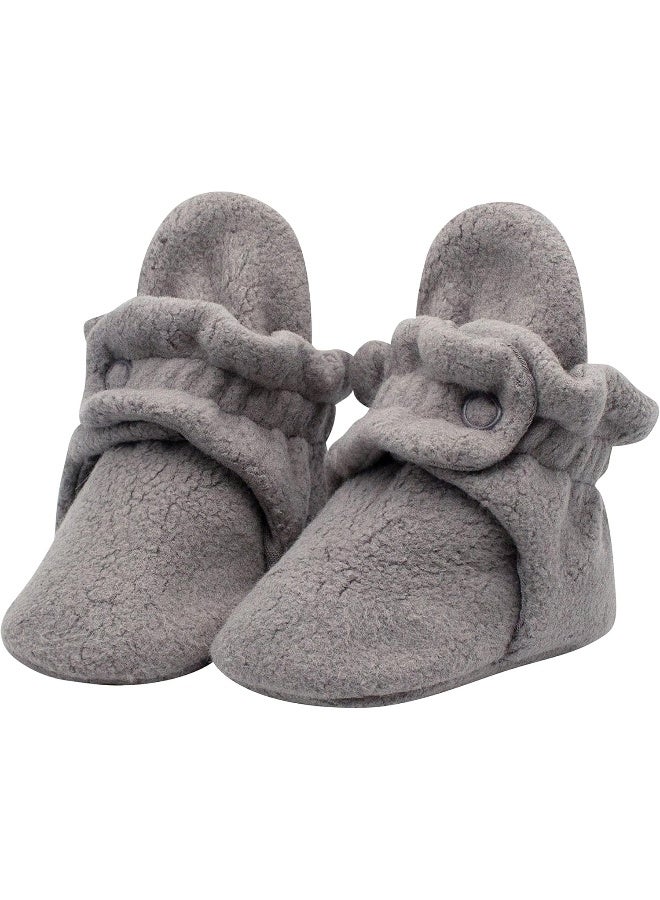 Zutano Unisex Cozie Fleece Baby Booties with Grippers, Baby Essentials, Grey, 24 Months - Image 1