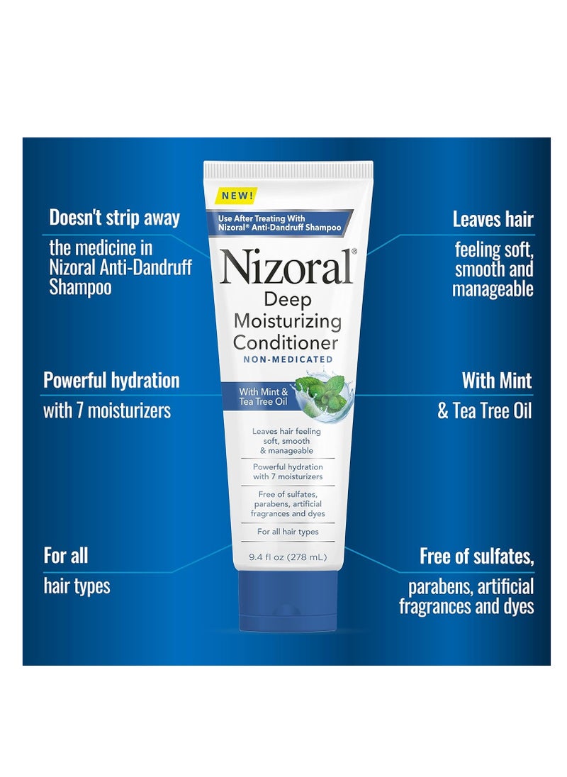 Nizoral Nizoral Deep Moisturizing Conditioner with Mint & Tea Tree Oil for All Hair Types - Free of Sulfates, Parabens, Artificial Fragrances and Dyes, 9.4 oz  - Image 2