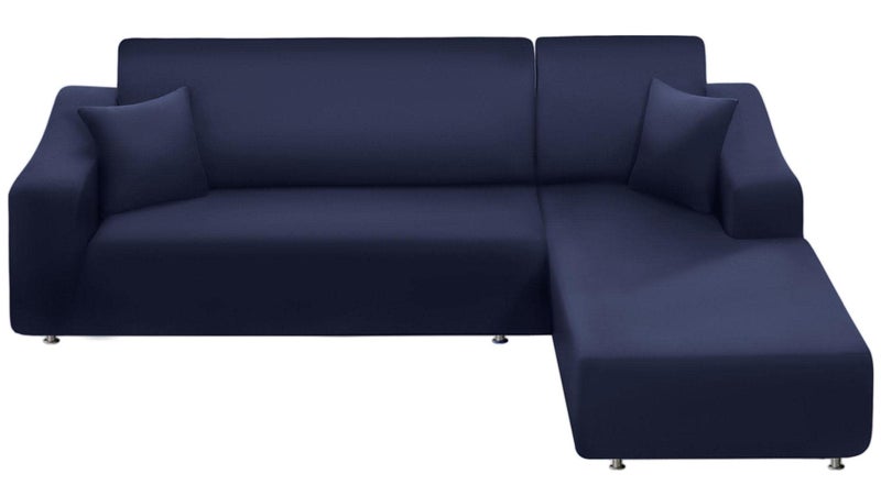NAISI Couch Cover L Shape 2 Pieces Sofa Cover Soft Stretch Slipcovers with 2pcs Pillowcases Furniture Protector Sectional Couch Covers 3 Seater  3 SeaterNavy