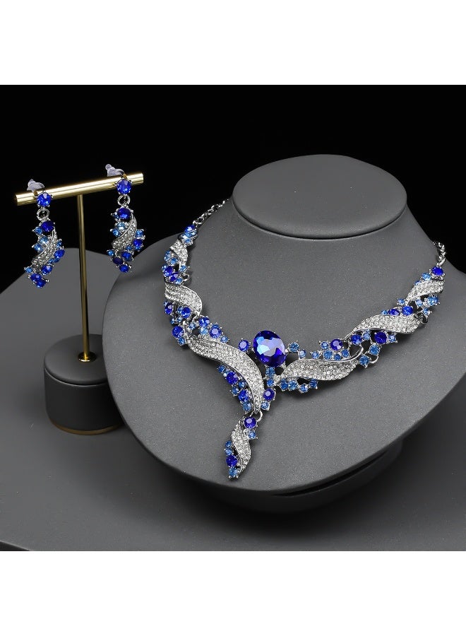 NIBEMINENT Vintage Chic Statement Colorful Jewelry Necklace and Earrings Set