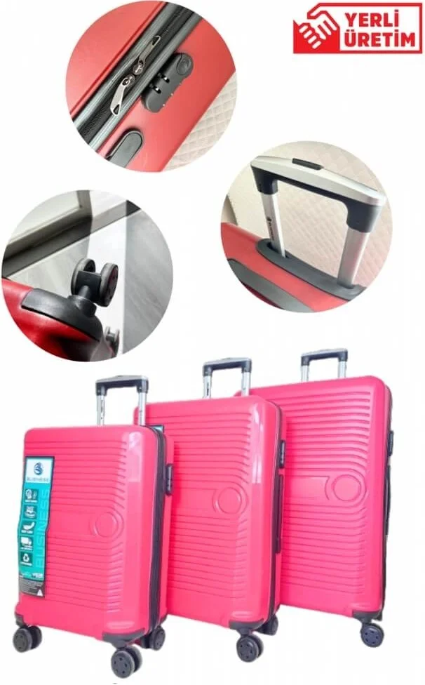 Piev Bussiens 3 Size Encrypted Pp Shockproof Unbreakable 4 Wheel Bag Suitcase Set Dried Rose