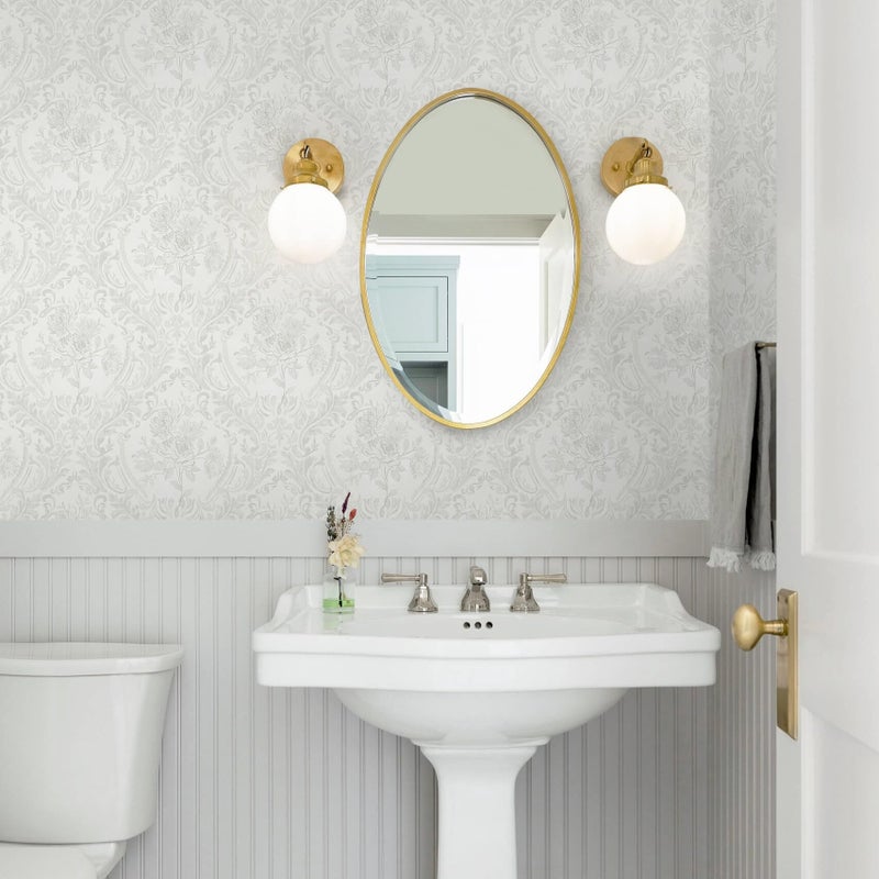 Ismoon Peel and Stick Wallpaper Vintage Floral Contact Paper Boho White and Grey Watercolor Damask Wallpaper Textured Removable Self Adhesive Vinyl Wall Paper for Bedroom, 17.3 in X 6.5 ft - Image 3