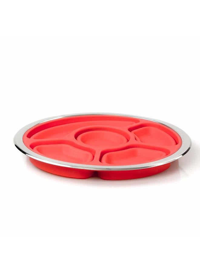 Good Cooking Collapsible 14" Party Serving Platter - Fruit & Veggie Server Tray w Stainless Steel Lid - Easy to Clean & Store, Portable, Dishwasher Safe- Unique for Picnics, Beach, Party Entertaining - Image 3