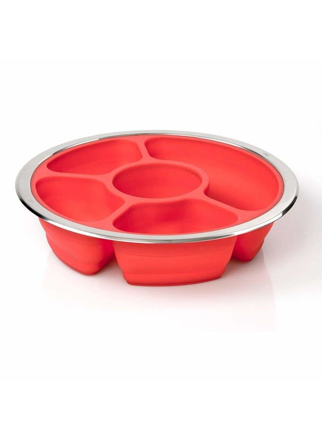 Good Cooking Collapsible 14" Party Serving Platter - Fruit & Veggie Server Tray w Stainless Steel Lid - Easy to Clean & Store, Portable, Dishwasher Safe- Unique for Picnics, Beach, Party Entertaining - Image 2