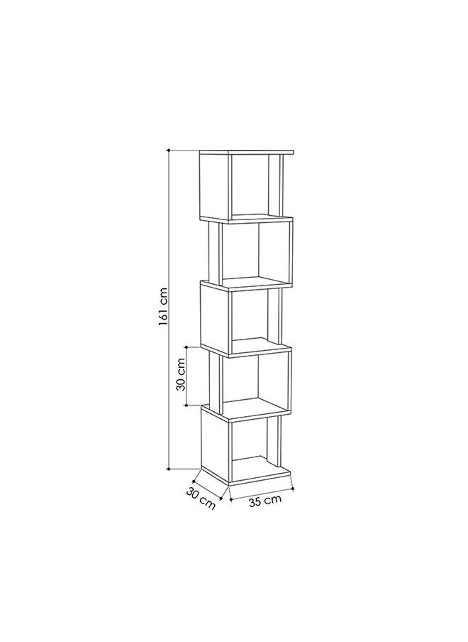 Mourah Home - Piri Corner Bookcase - Oak/White - 2 Years Warranty - Image 1