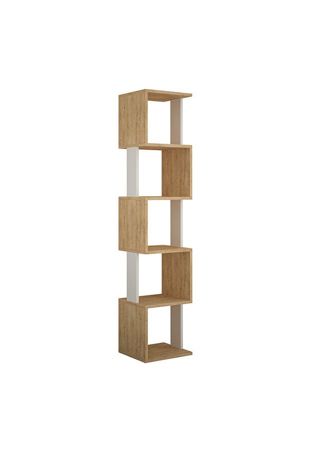 Mourah Home - Piri Corner Bookcase - Oak/White - 2 Years Warranty - Image 1