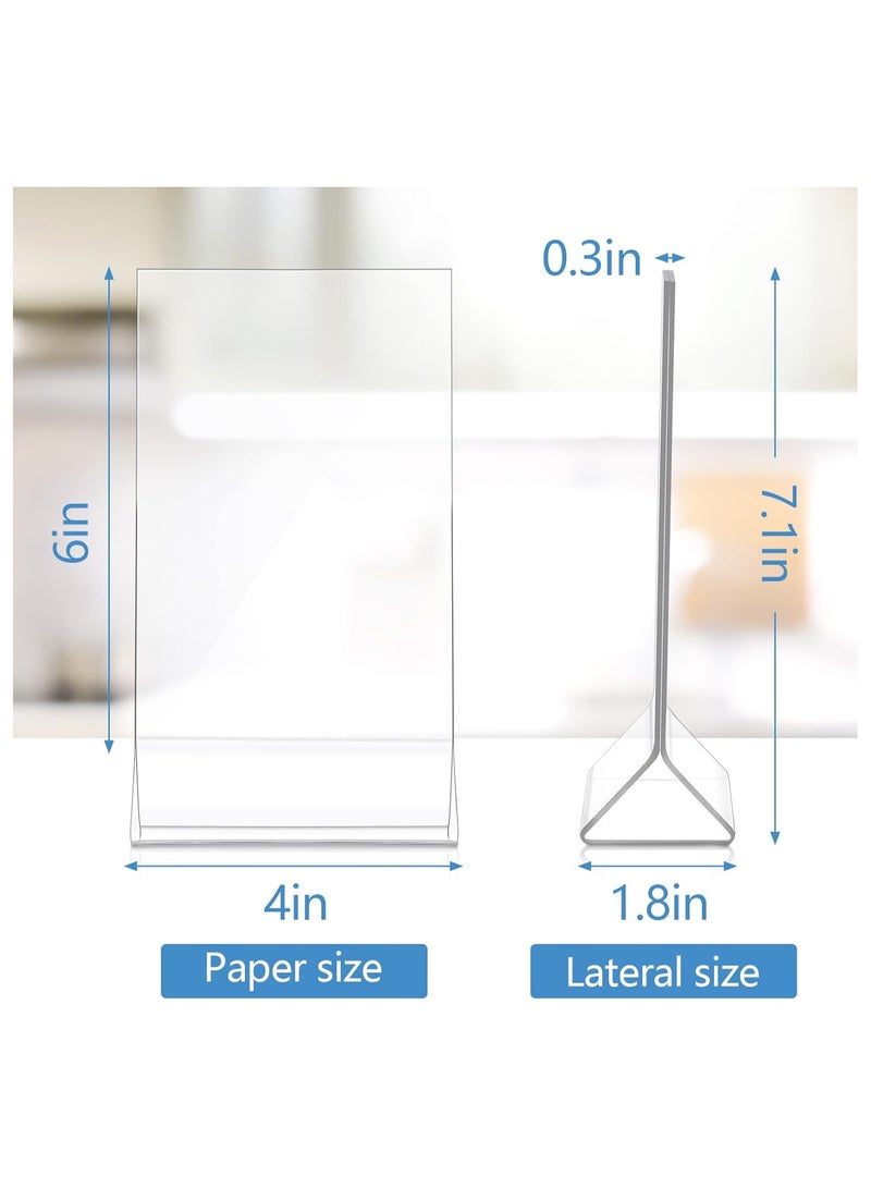 Slasa SLASA 12 Pack Acrylic Sign Holder 4x6 Inch – Double-Sided Tabletop Display Stand with Roof Shape Design – 1.8mm Thick Clear Acrylic Name Card Holder for Office, Restaurant, Retail, Events - Image 3