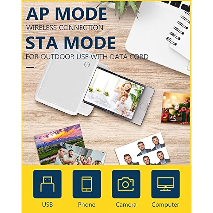 AR PHOTO PRINTER PORTABLE INSTANT PHOTO PRINTER 4X6 BY THERMAL SUBLIMATION 4 PASS 300 DPI PREMIUM QUALITY PHOTO (WHITE) - Image 2