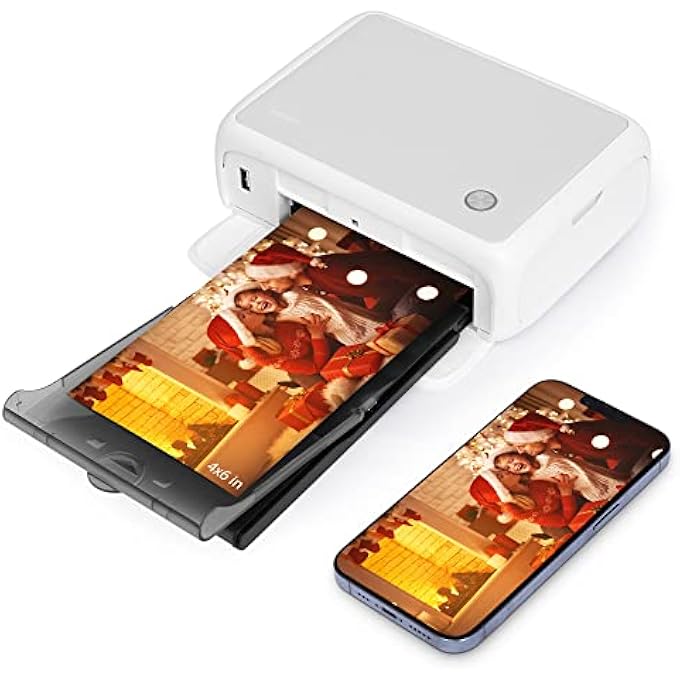 AR PHOTO PRINTER PORTABLE INSTANT PHOTO PRINTER 4X6 BY THERMAL SUBLIMATION 4 PASS 300 DPI PREMIUM QUALITY PHOTO (WHITE) - Image 1