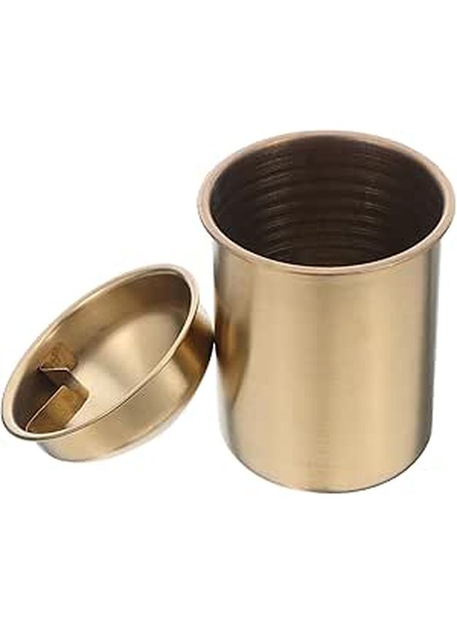 Stainless Steel Windproof Ashtray With Lid Gold Outdoor Indoor Use Metal Tray - Image 1