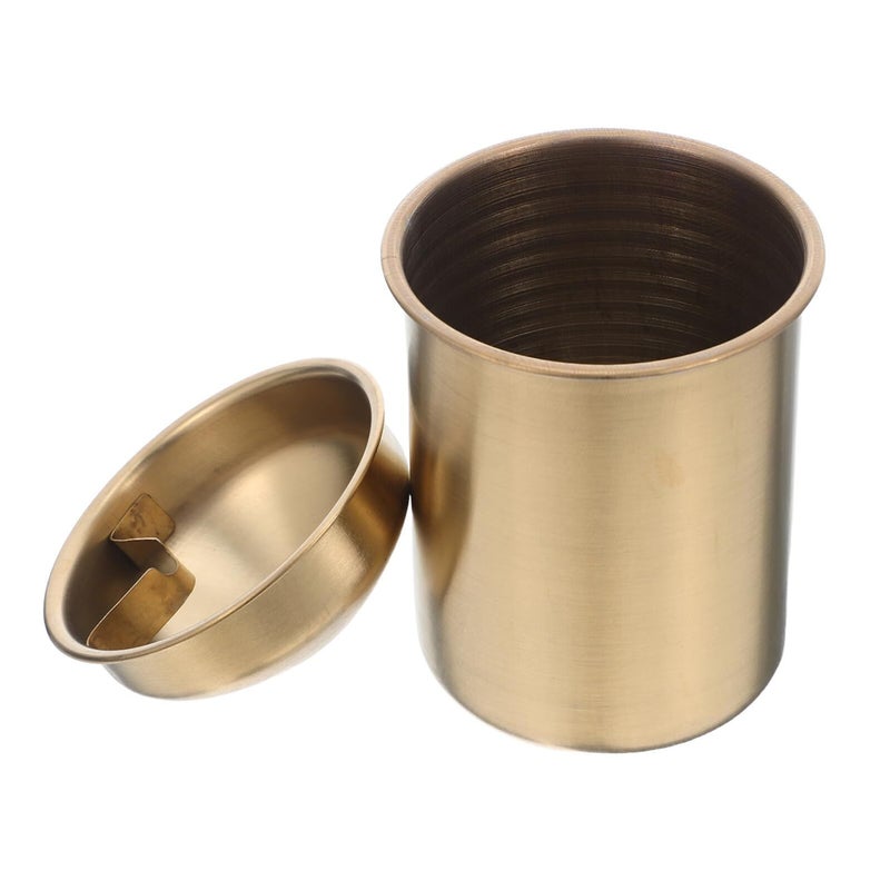 Stainless Steel Windproof Ashtray With Lid Gold Outdoor Indoor Use Metal Tray - Image 2