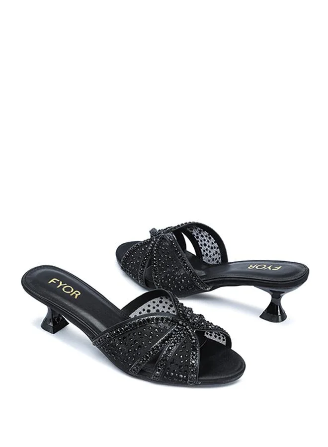 Fyor  Embellished Mesh Kitten Heel Sandal MY 406 for Women | Best Price UAE