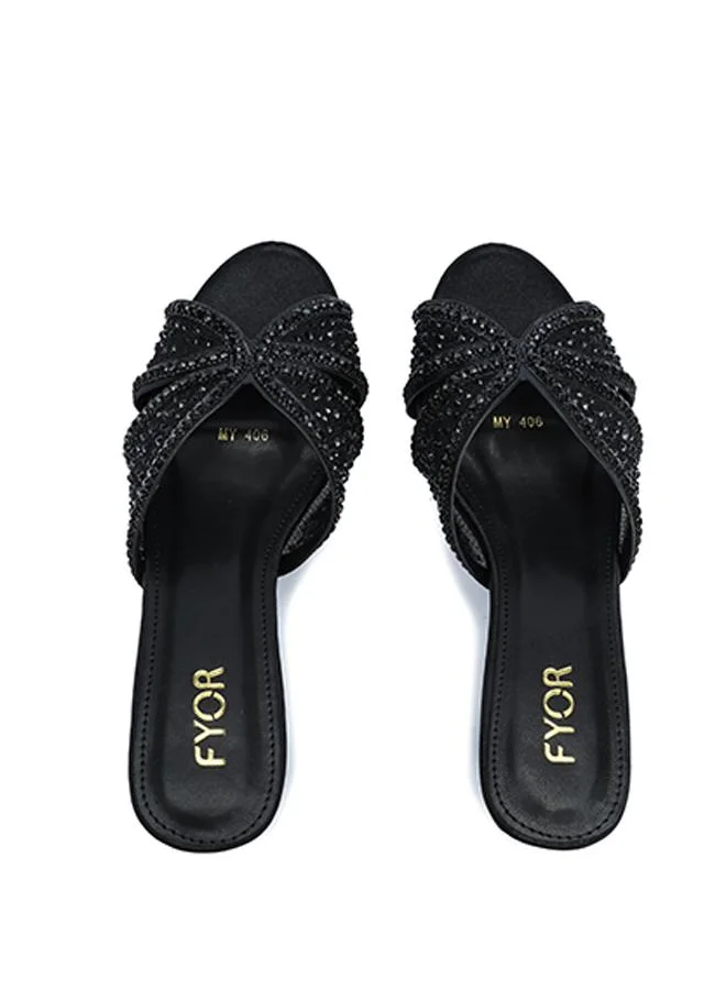 Fyor  Embellished Mesh Kitten Heel Sandal MY 406 for Women | Best Price UAE