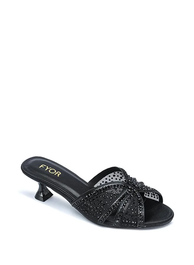 فايور Embellished Mesh Kitten Heel Sandal MY 406