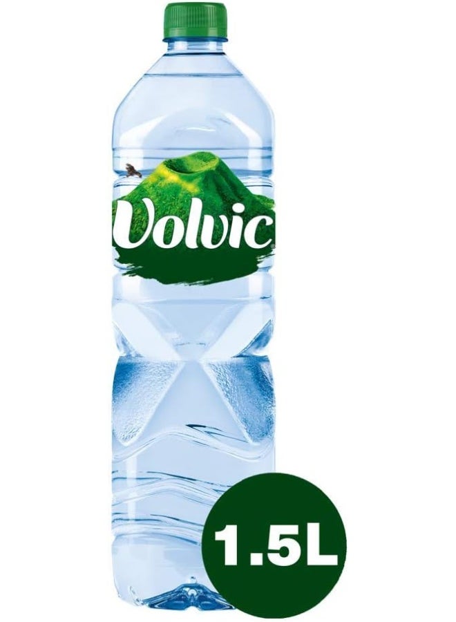 Volvic مياه فوليك الطبيعية، مياه معدنية للشرب، زجاجة مياه مستدامة المصدر، علبة من 6 × 1.5 لتر من زجاجات فوليك - Image 2