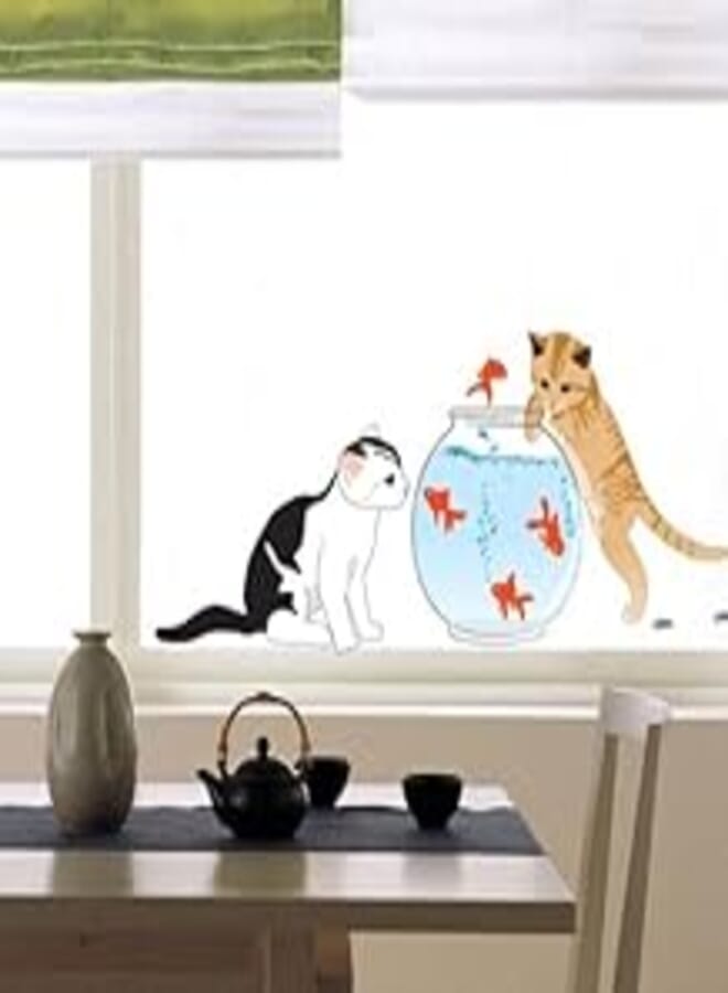Decorative kids room sticker - Cat and fishes (60x120cm)