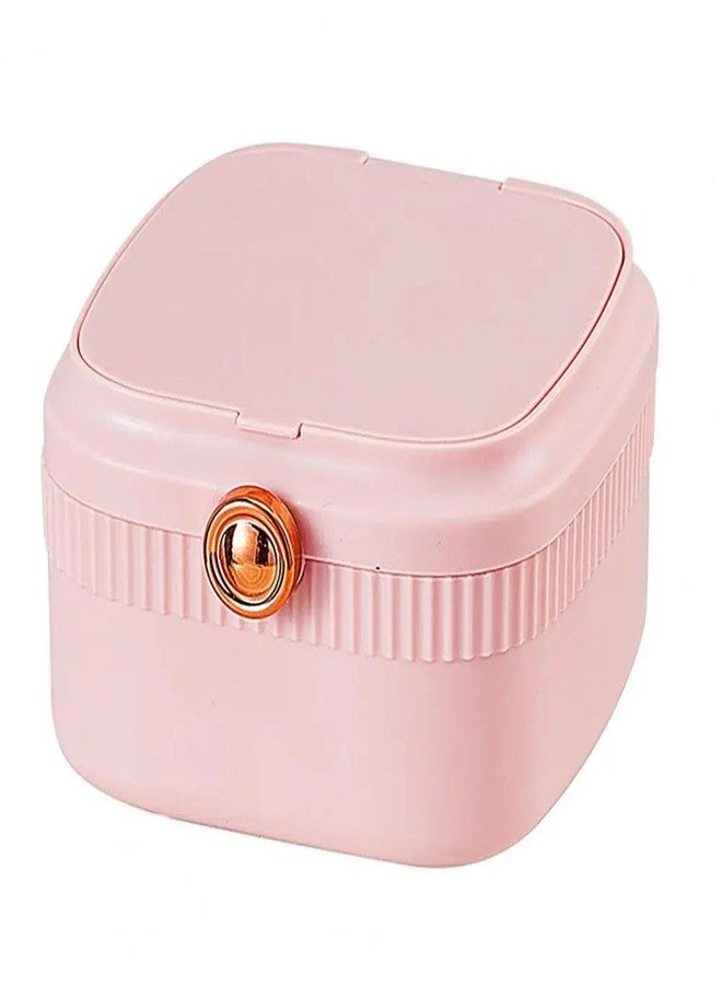 MEZON صندوق تخزين بلاستيكي محمول من ميزون، منظم مجوهرات مع فواصل، صندوق صغير لتنظيم المجوهرات للخواتم والقلائد والأقراط، حقيبة تخزين للسفر للسيدات (وردي) - Image 1