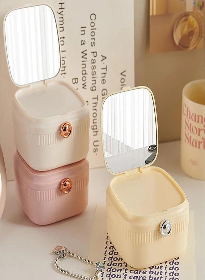 MEZON صندوق تخزين بلاستيكي محمول من ميزون، منظم مجوهرات مع فواصل، صندوق صغير لتنظيم المجوهرات للخواتم والقلائد والأقراط، حقيبة تخزين للسفر للسيدات (وردي) - Image 4