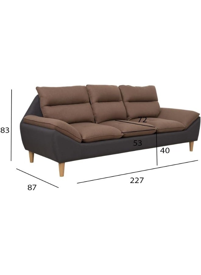 Ripple FURNITURE UAE Homes 3-Seater Fabric Sofa, Brown & Black, Biscuit Back, Elegant Living Room Seating - Image 2