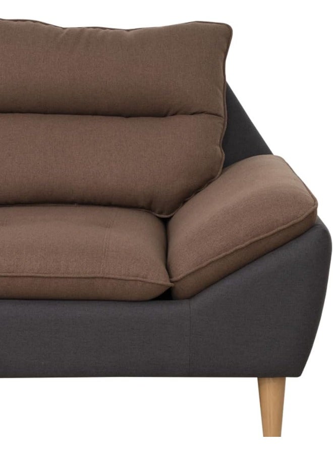 Ripple FURNITURE UAE Homes 3-Seater Fabric Sofa, Brown & Black, Biscuit Back, Elegant Living Room Seating - Image 3