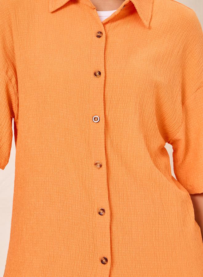 Styli Textured Short Sleeve Shirt & Pants Co-Ords  - Image 3