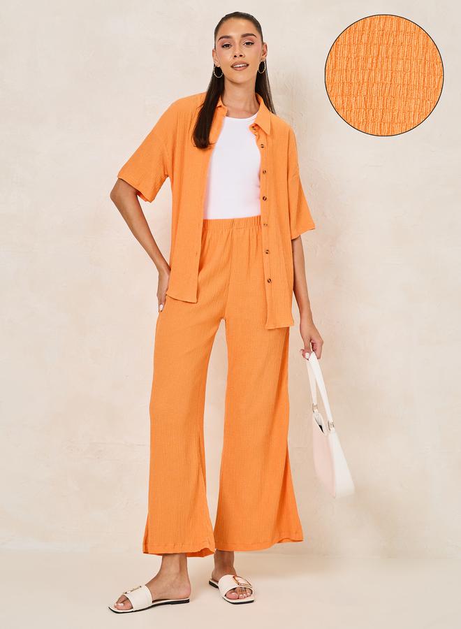 Styli Textured Short Sleeve Shirt & Pants Co-Ords  - Image 1