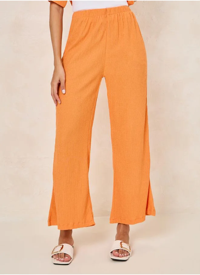Styli Textured Short Sleeve Shirt & Pants Co-Ords