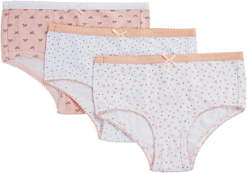 MeMoi Girl’s Printed Cotton Briefs 3 Pack 12 / Stripe-Polka Dot- Heart - Image 3