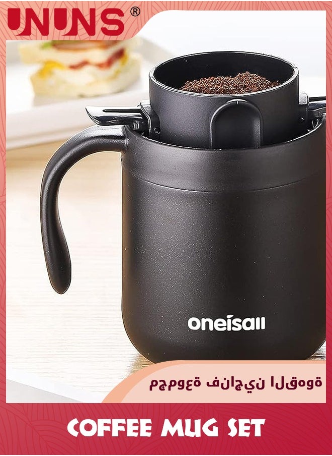 UNUNS Coffee Mug,Portable Coffee Maker Set,Coffee Mug With Stainless Steel Collapsible Pour Over Coffee Filter,For Home Offices  - Image 5