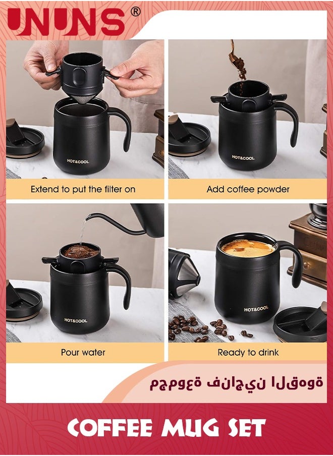 UNUNS Coffee Mug,Portable Coffee Maker Set,Coffee Mug With Stainless Steel Collapsible Pour Over Coffee Filter,For Home Offices  - Image 3