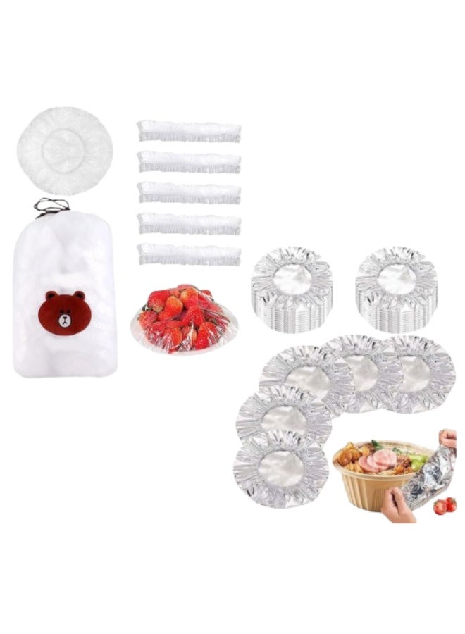 200 Reusable flexible transparent food covers + 20 piece of heat-insulating aluminum lids, For less than 0.50 cent keep food hot and fresh for Fruit ,Meals and Dishes - Image 1