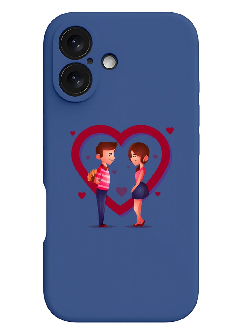 Theodor iPhone 16 Plus Blue Protective Slim Fit Case Liquid Silicone Cover with Full Body Protection Anti-Scratch Shockproof Case For iPhone - Lovers - Image 1