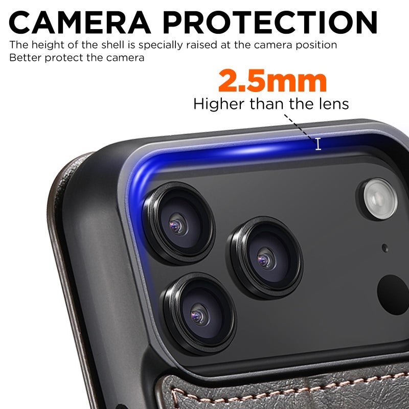 Suteni For Iphone 17 Pro J05 Leather Magnetic Magsafe Phone Case(Black) - Image 3