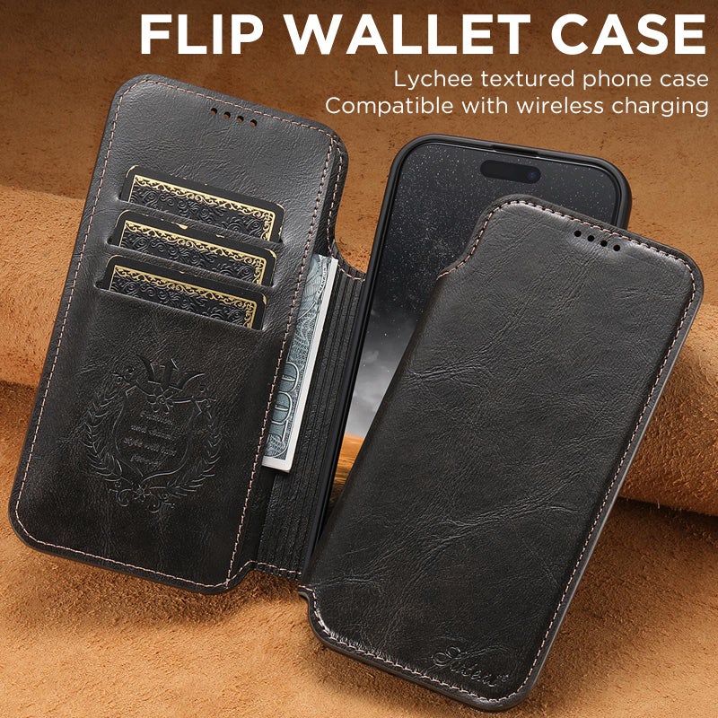 Suteni For Iphone 17 Pro J05 Leather Magnetic Magsafe Phone Case(Black) - Image 2