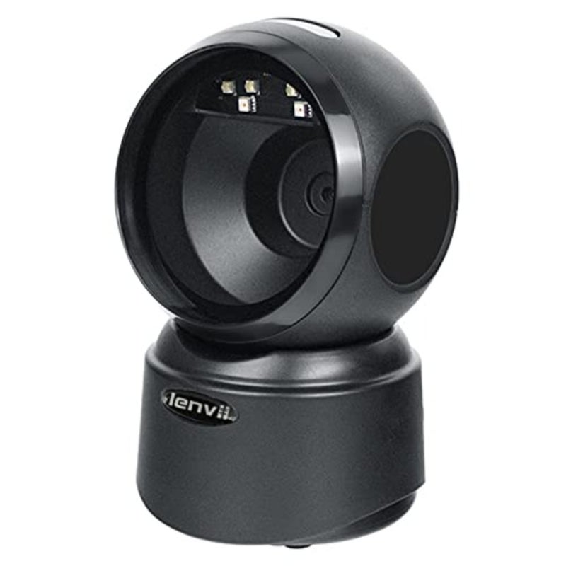 D7800 Desktop 2D Barcode Scanner 1 unit for retail checkout counters, durable plastic housing, fast omnidirectional scanning of QR and barcodes including mobile screens, black, plug-and-play USB with auto-sensing - Image 1
