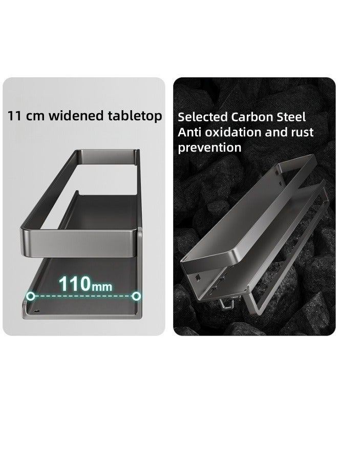 Adhesive Wall-Mounted Seasoning Rack for Kitchen,No Punching Required Carbon Steel Storage Shelves Wall Spice Jar Storage Rack Kitchen Storage Shelves for Kitchen and Bathroom 40cm - Image 4