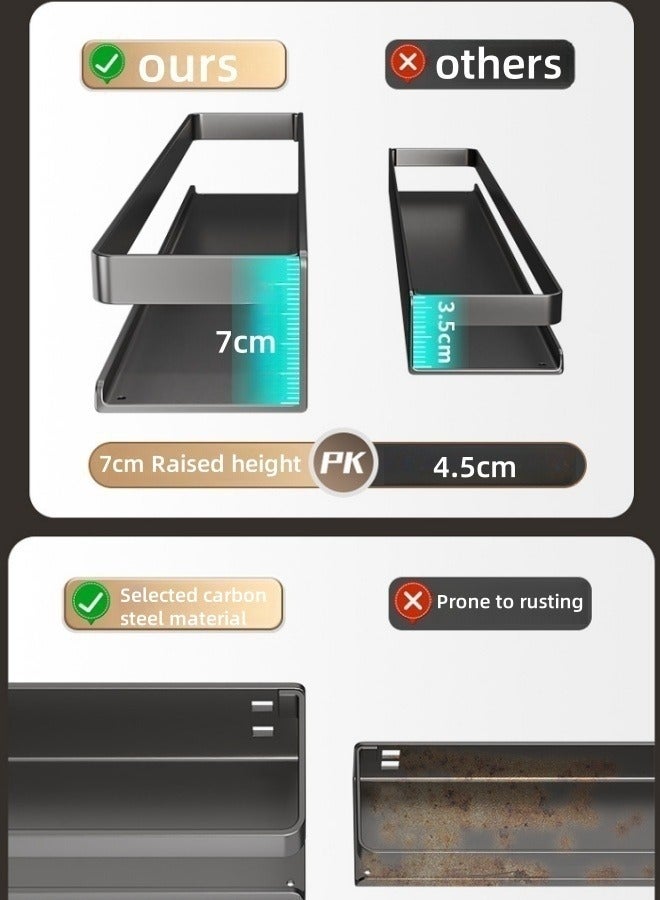 Adhesive Wall-Mounted Seasoning Rack for Kitchen,No Punching Required Carbon Steel Storage Shelves Wall Spice Jar Storage Rack Kitchen Storage Shelves for Kitchen and Bathroom 40cm - Image 5