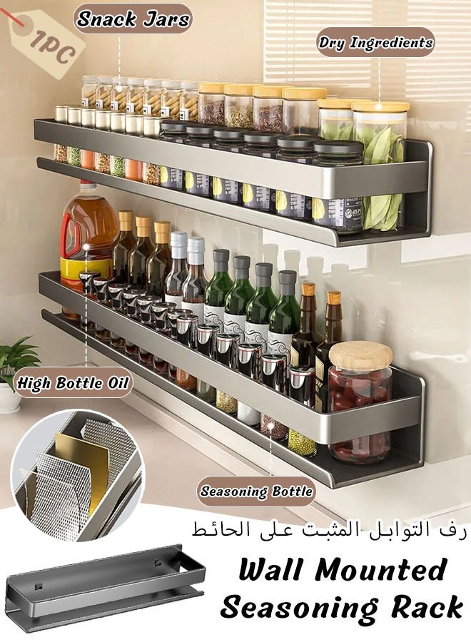 Adhesive Wall-Mounted Seasoning Rack for Kitchen,No Punching Required Carbon Steel Storage Shelves Wall Spice Jar Storage Rack Kitchen Storage Shelves for Kitchen and Bathroom 40cm - Image 1