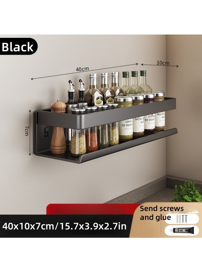 Adhesive Wall-Mounted Seasoning Rack for Kitchen,No Punching Required Carbon Steel Storage Shelves Wall Spice Jar Storage Rack Kitchen Storage Shelves for Kitchen and Bathroom 40cm - Image 2